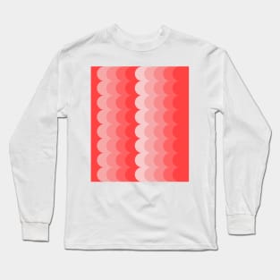 Retro, Coral, Scallop Curve Pattern Long Sleeve T-Shirt